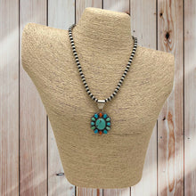 Load image into Gallery viewer, BEA TOM Navajo Sterling Silver & Campitos Turquoise Multi-Stone Cluster Pendant