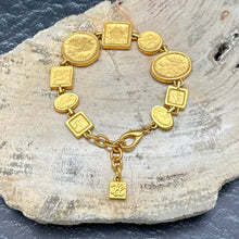 Load image into Gallery viewer, 1980s KARL LAGERFELD Goldtone Modernist Style Multi-Color Enamel Link Bracelet