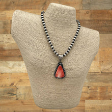 Load image into Gallery viewer, DANNY CLARK Navajo Sterling & Orange Spiny Oyster Shell Pendant Fancy Frame