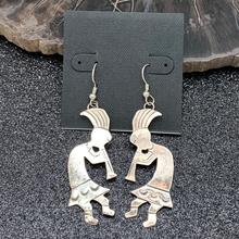Load image into Gallery viewer, NATIVE AMERICAN Sterling Silver Kokopelli Statement Dangle Earrings