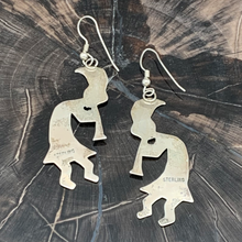 Load image into Gallery viewer, NATIVE AMERICAN Sterling Silver Kokopelli Statement Dangle Earrings