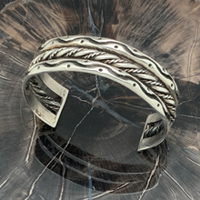 Load image into Gallery viewer, VINTAGE TAXCO MEXICO Sterling Silver 3-Row Cuff Bracelet Squiggles Dots Twist