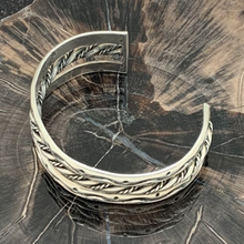 Load image into Gallery viewer, VINTAGE TAXCO MEXICO Sterling Silver 3-Row Cuff Bracelet Squiggles Dots Twist