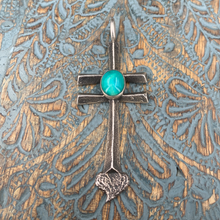Load image into Gallery viewer, Dan Dodson Southwest Style Sterling Silver Turquoise Cross Pendant