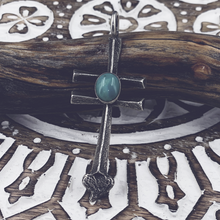 Load image into Gallery viewer, Dan Dodson Southwest Style Sterling Silver Turquoise Cross Pendant