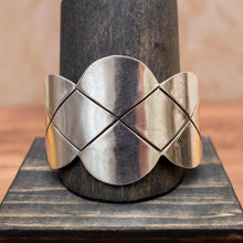 Load image into Gallery viewer, VINTAGE 1950s TAXCO MEXICO Sterling Silver Scalloped Statement Cuff Bracelet