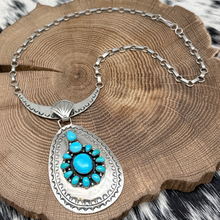 Load image into Gallery viewer, Native American Navajo Sterling &amp; Sleeping Beauty Turquoise Pendant Necklace
