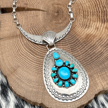 Load image into Gallery viewer, Native American Navajo Sterling &amp; Sleeping Beauty Turquoise Pendant Necklace
