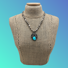 Load image into Gallery viewer, Vintage Native American Navajo Sterling &amp; Kingman Turquoise Pendant Necklace

