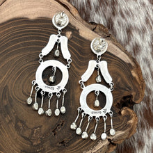Load image into Gallery viewer, FEDERICO JIMENEZ Sterling Silver &amp; Turquoise Inlay Chandelier Earrings Circles
