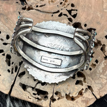 Load image into Gallery viewer, 1970s Native American NAVAJO Sterling &amp; Turquoise Round Cluster Cuff Bracelet
