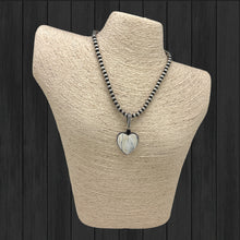 Load image into Gallery viewer, BUFFALO DANCER Taos Pueblo Sterling Silver White Buffalo Heart Pendant With Onyx
