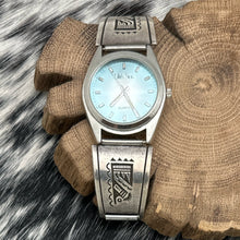 Load image into Gallery viewer, Lillith Star Watch Featuring 1960s Native American HOPI Sterling Overlay Tips
