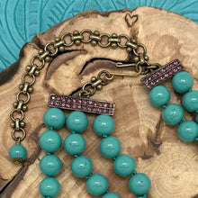 Load image into Gallery viewer, HEIDI DAUS Dogwood Posey 2 &amp; 3-Strand Necklace Turquoise Beads Swarovski Crystal
