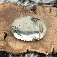 Load image into Gallery viewer, 1970s ROBERT &amp; BERNICE LEEKYA Zuni Sterling Silver Turquoise 3-Stone Belt Buckle
