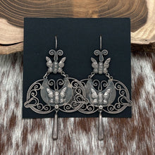 Load image into Gallery viewer, Vintage FEDERICO JIMENEZ Sterling Silver Double Butterfly Chandelier Earrings
