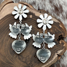 Load image into Gallery viewer, FEDERICO JIMENEZ Sterling Silver Floral Love Birds Heart Statement Post Earrings
