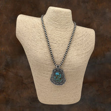 Load image into Gallery viewer, SUNSHINE REEVES Navajo Sterling &amp; Birdseye Kingman Turquoise Pendant Fancy Frame
