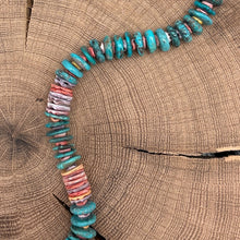 Load image into Gallery viewer, 2000s Native American NAVAJO Sterling Spiny Oyster &amp; Turquoise Pendant Necklace
