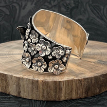 Load image into Gallery viewer, THE BOYZ SILVER Mexico Sterling Silver Cuff Bracelet Lg 3-D Butterfly &amp; Flowers
