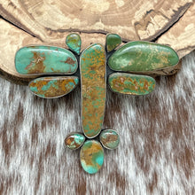 Load image into Gallery viewer, FEDERICO JIMENEZ Sterling Natural Royston Turquoise Large Dragonfly Pin Pendant
