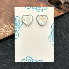 Load image into Gallery viewer, BUFFALO DANCER Taos Pueblo Sterling Silver &amp; White Buffalo Heart Post Earrings
