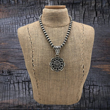 Load image into Gallery viewer, LEANDER TAHE Navajo Sterling Silver 3-D Flower Pendant Large Decorative Bail
