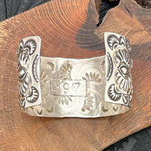 Load image into Gallery viewer, CODY WILLIE Navajo Sterling Silver Statement Cuff Bracelet Repousse Crescents
