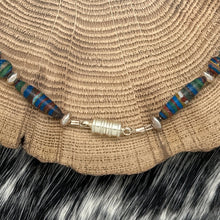 Load image into Gallery viewer, 1990s NATIVE AMERICAN Sterling Silver &amp; Rainbow Calsilica Beaded Choker Necklace
