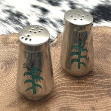 Load image into Gallery viewer, 1970s Native American NAVAJO Sterling Silver Salt &amp; Pepper Shakers Corn Stalks
