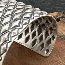 Load image into Gallery viewer, HAROLD JOE Navajo Sterling Silver Wide Cuff Bracelet Diamond Shape Repousse
