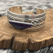 Load image into Gallery viewer, ALLISON SNOWHAWK LEE Navajo Sterling Silver &amp; 3-D Mounted Sugilite Cuff Bracelet
