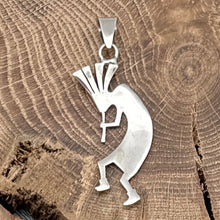 Load image into Gallery viewer, 1990s Native American HOPI Sterling Kokopelli Pendant Tribal Overlay Design
