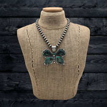 Load image into Gallery viewer, ROSELLA PAXTON Apache Sterling &amp; Hubei Turquoise Butterfly Pendant Pointed Wings
