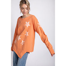 Load image into Gallery viewer, EASEL CLOTHING White Star Printed Cotton Knit Boat Neck Top In Tangerine
