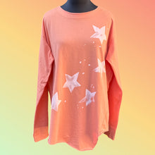 Load image into Gallery viewer, EASEL CLOTHING White Star Printed Cotton Knit Boat Neck Top In Tangerine
