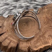 Load image into Gallery viewer, 1970s Native American NAVAJO Sterling Turquoise &amp; Coral Cuff Bracelet Leaves
