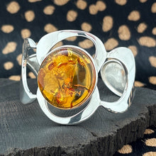 Load image into Gallery viewer, AMBERMAN Cognac Baltic Amber &amp; Sterling Silver Modern Freeform Cuff Bracelet
