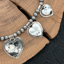 Load image into Gallery viewer, BUFFALO DANCER Taos Pueblo Sterling Silver &amp; White Buffalo Beaded Heart Necklace
