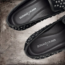 Load image into Gallery viewer, DONALD J PLINER Mickey Black Leather Suede Studded Platform Loafers Shoes 8.5 M
