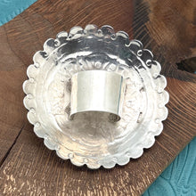 Load image into Gallery viewer, BUFFALO DANCER Sterling Silver &amp; Turquoise Concho Wild Rag Scarf Kerchief Slide
