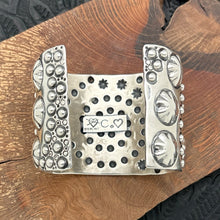 Load image into Gallery viewer, CODY WILLIE Navajo Sterling Silver Fanciful Repousse Stamped Wide Cuff Bracelet
