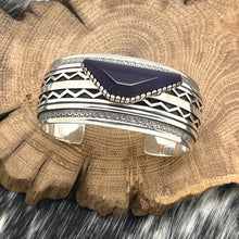 Load image into Gallery viewer, ALLISON SNOWHAWK LEE Navajo Sterling Silver &amp; 3-D Mounted Sugilite Cuff Bracelet
