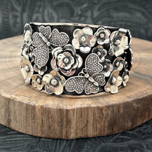 Load image into Gallery viewer, THE BOYZ SILVER Mexico Sterling Silver Cuff Bracelet 3-D Butterflies &amp; Flowers
