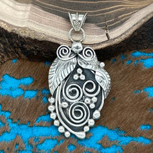 Load image into Gallery viewer, MONROE &amp; LILLIE ASHLEY Navajo Sterling Pendant Curly Ques Leaves Raindrops
