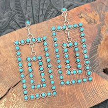 Load image into Gallery viewer, IVA BOOQUA Zuni Sterling &amp; Sleeping Beauty Turquoise Large Rectangle Earrings
