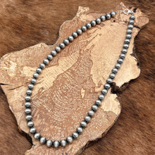 Load image into Gallery viewer, SOUTHWEST STYLE Sterling Silver 10mm Round Machine Made Bead Necklace 24.25"
