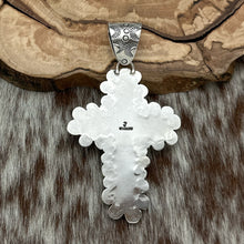 Load image into Gallery viewer, FEDERICO JIMENEZ Sterling Silver &amp; Natural Soft Green Turquoise Cross Pendant
