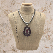 Load image into Gallery viewer, AARON TALLIS Navajo Sterling Silver Purple Spiny Oyster Teardrop Cluster Pendant
