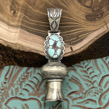 Load image into Gallery viewer, DANNY CLARK Navajo Sterling Silver Golden Hills Turquoise Squash Blossom Pendant
